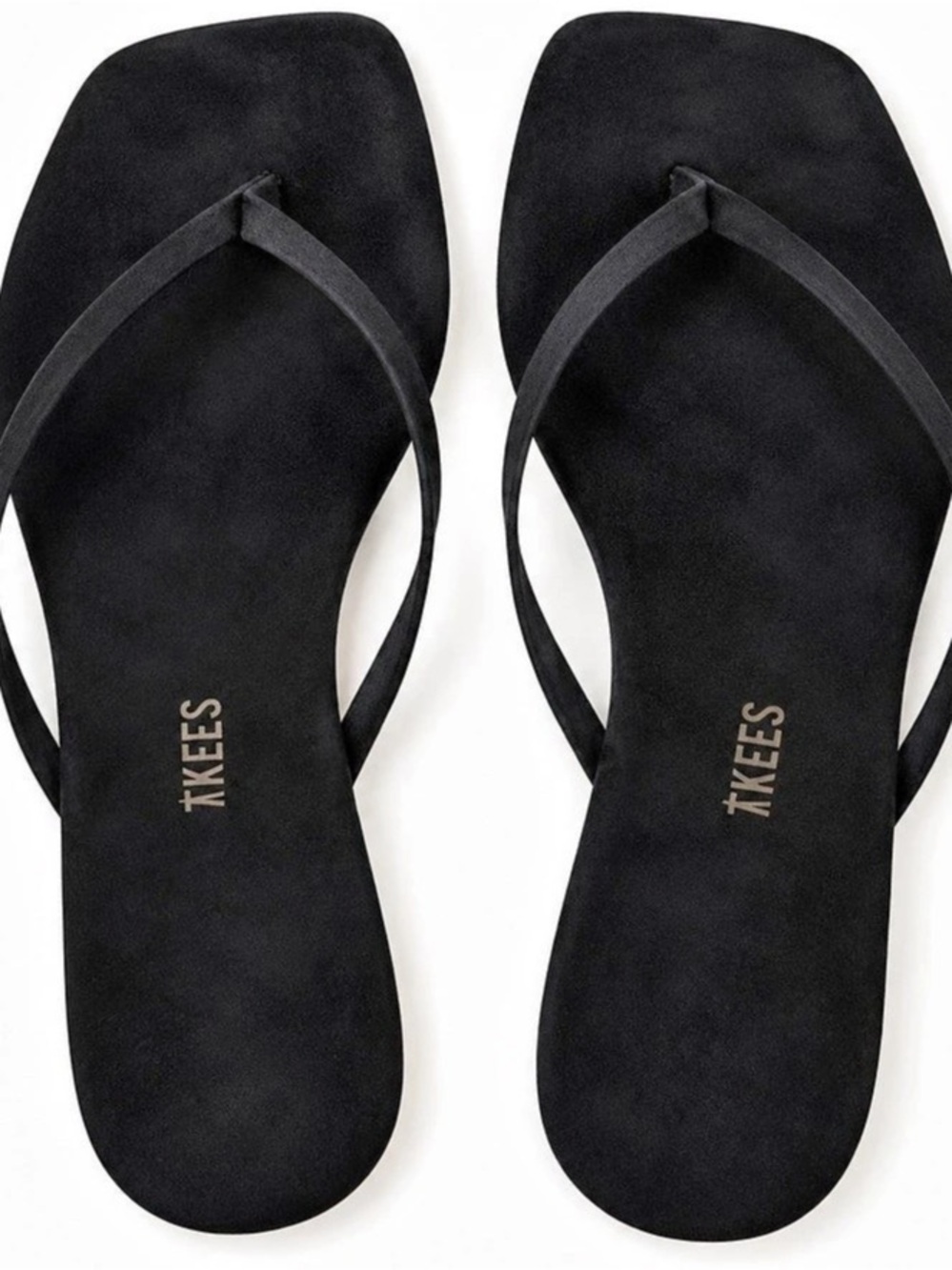 Tkees Square Toe Lily Flip Flops Black Flip Flop Sandals - Picture 1 of 3